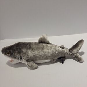 Vintage 1994 Petting Zoo Soft Grey Shark 12" Plush Stuffed Animal Toy Bean Bag